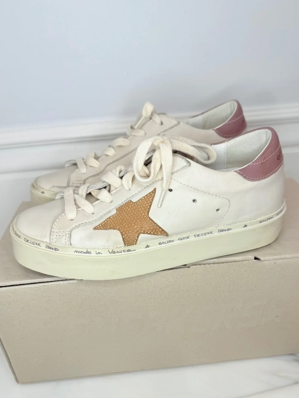 Golden Goose Hi Star Private Edit Low Top Platform - White/Beige US5/EU35